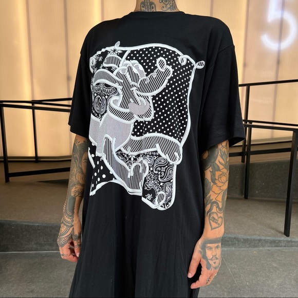 MONSE x DISNEY/NWOT Women's Pluto Graphic White on Black Sheath Tee M - Picture 9 of 14